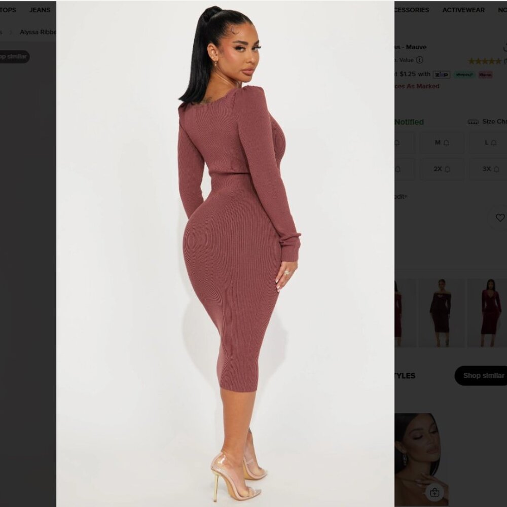 FASHION NOVA Alyssa Ribbed Midi Dress - Picture 8 of 8
